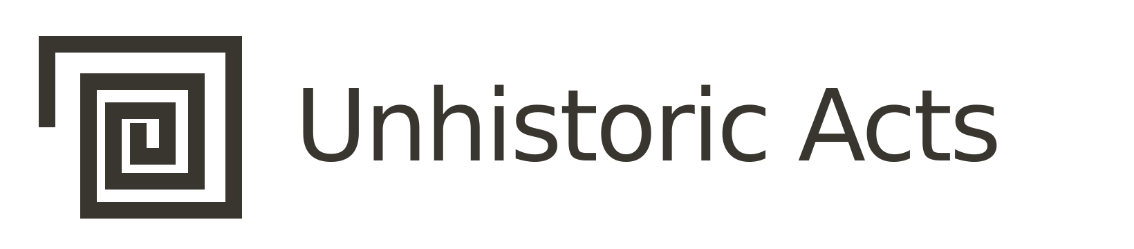 Unhistoric Acts horizontal wordmark in ink