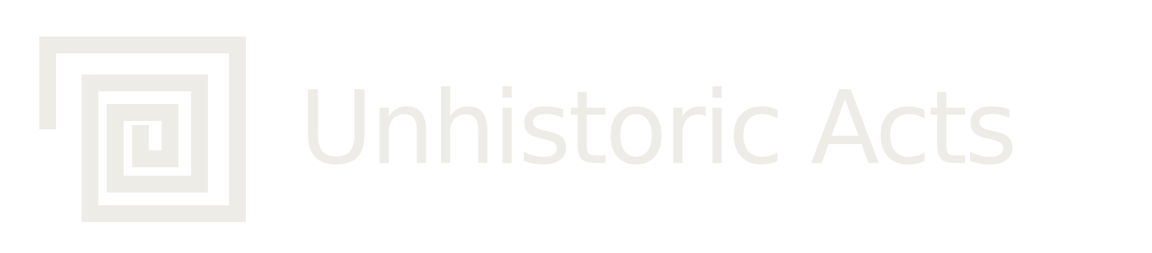 Unhistoric Acts horizontal wordmark in stone